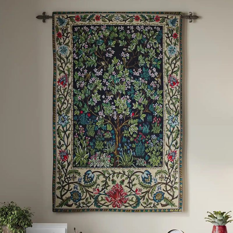 Tree of Life Green William Morris Belgian Wall Tapestry