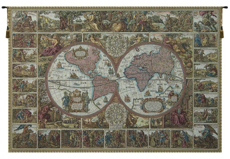 Mappemonde Map of the World French Wall Tapestry