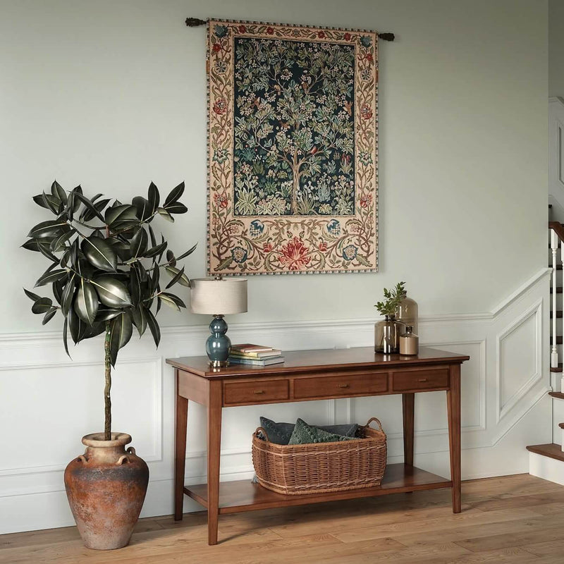 Tree of Life Blue William Morris Belgian Wall Tapestry