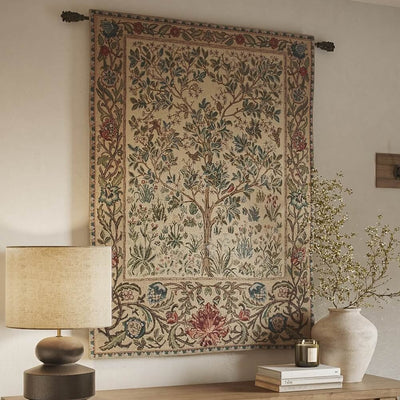 Tree of Life Beige William Morris Belgian Wall Tapestry