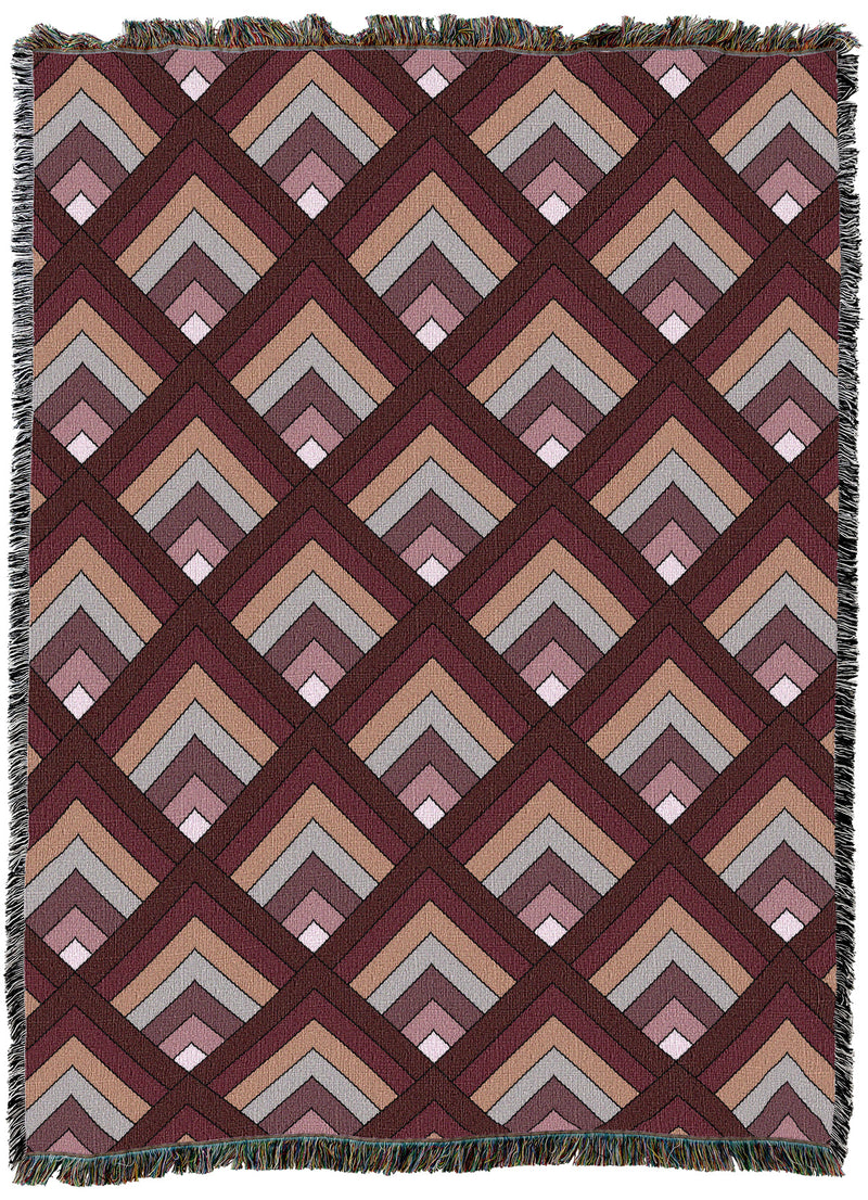 Log Cabin Window Sunset Throw