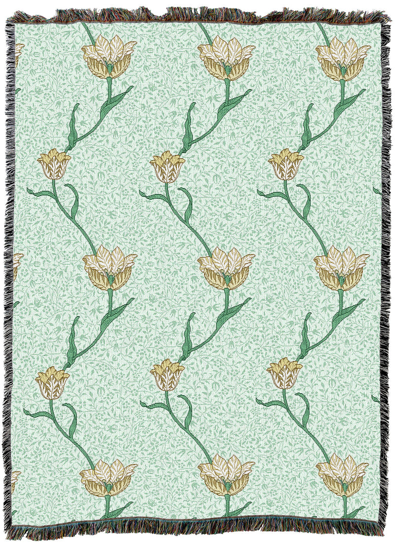 William Morris Garden Tulip Mint Throw