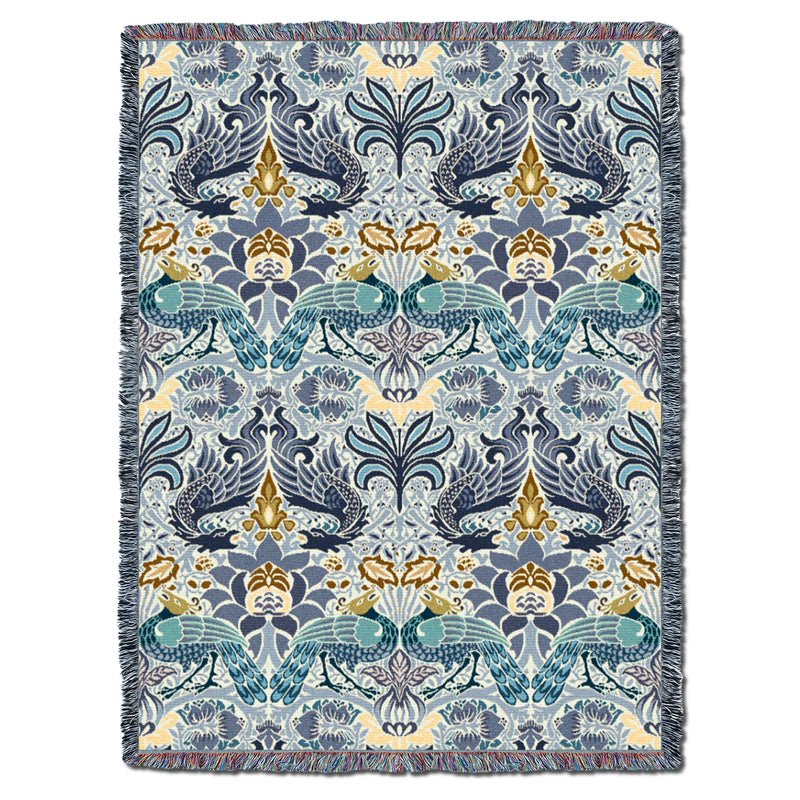 William Morris Dragon And Peacock Indigo Throw