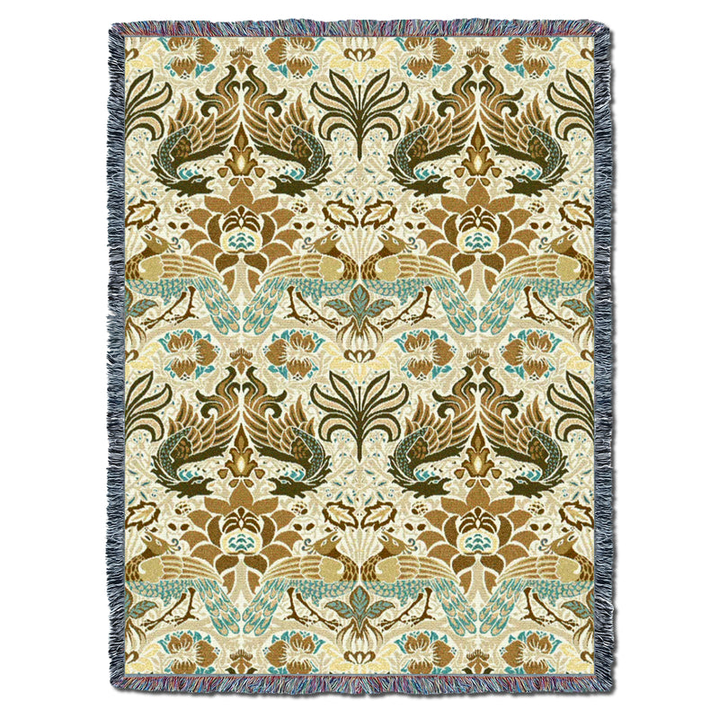 William Morris Dragon And Peacock Bisque Throw