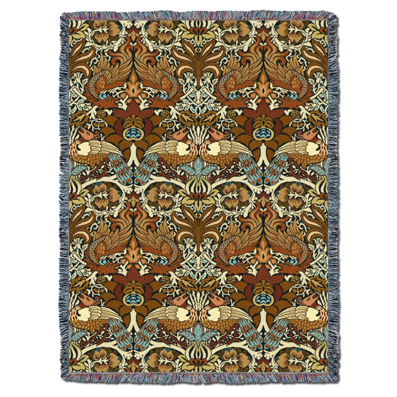 William Morris Dragon And Peacock Sienna Throw