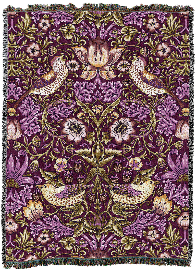 William Morris Strawberry Thief Plum Throw