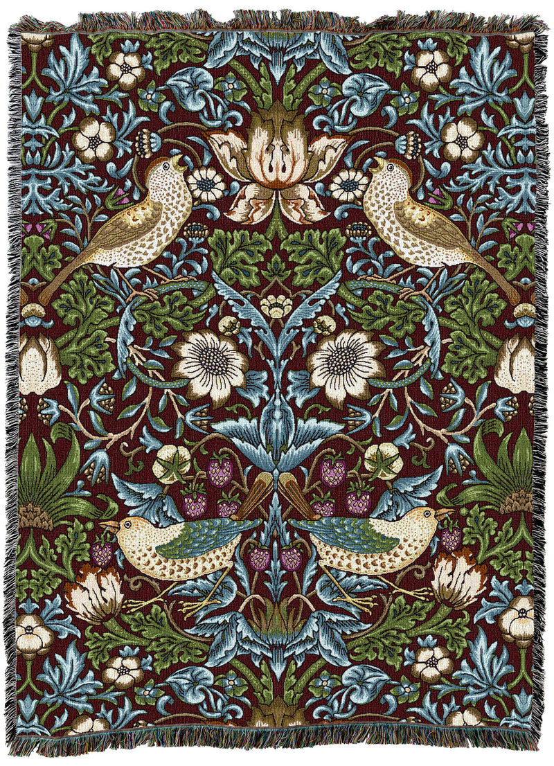 William Morris Strawberry Thief Scarlet Throw