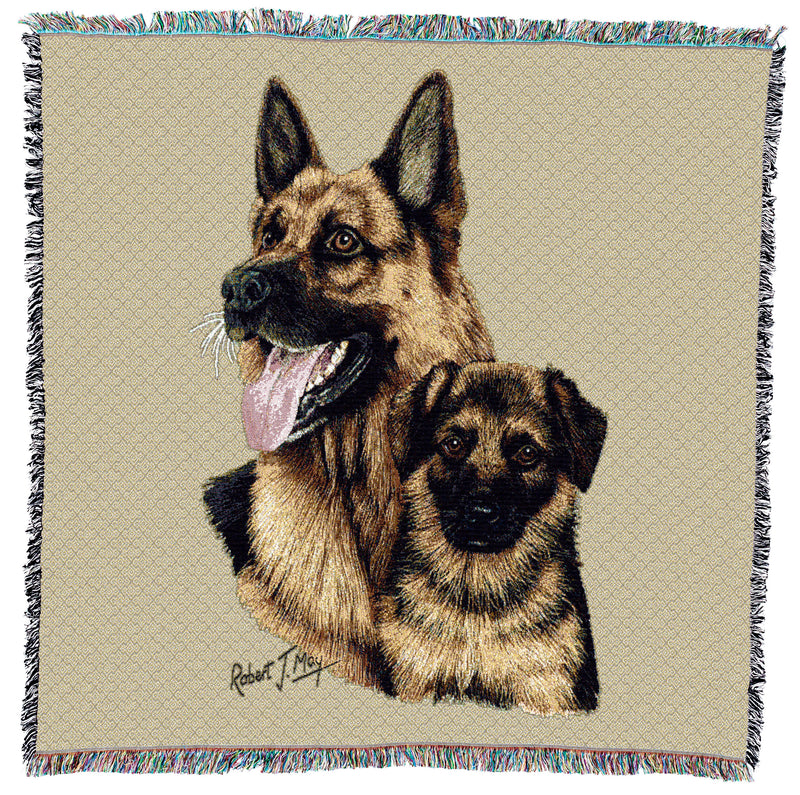 German Shepherd with Puppy Small Throw