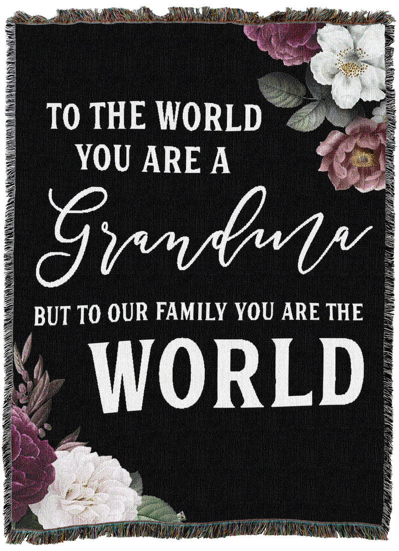 You Are The World Grandma Floral Throw