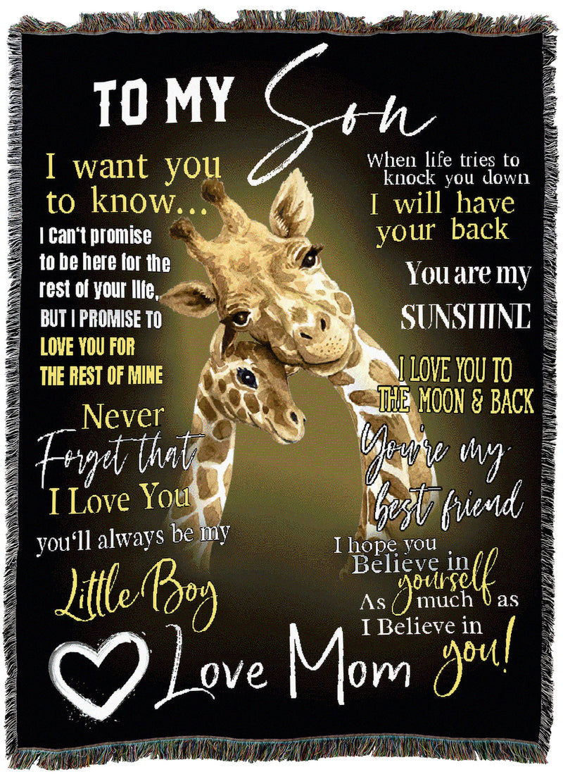 To My Son From Mom Giraffe Throw