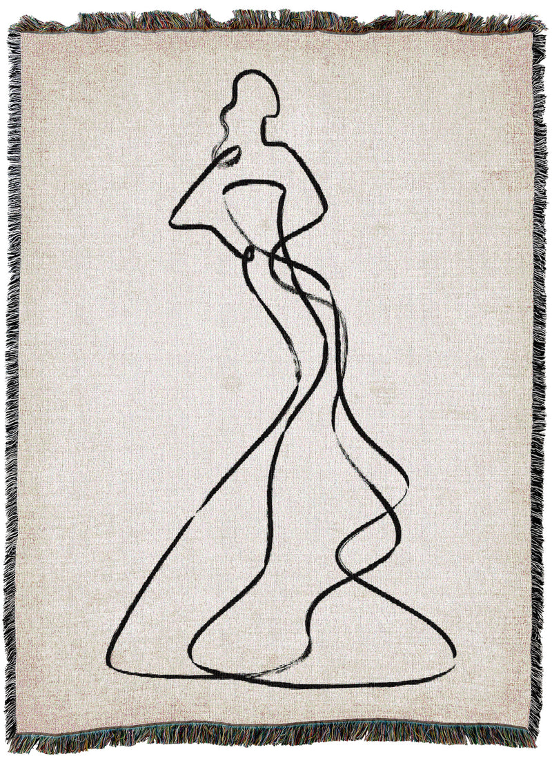 Abstract Fashion Line Art Beige 2 Throw