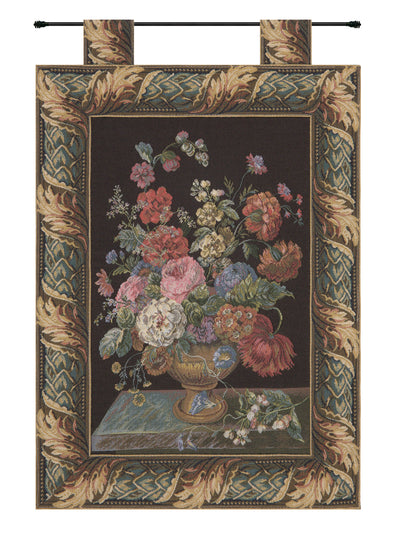 Flower Basket Black European Wall Tapestry