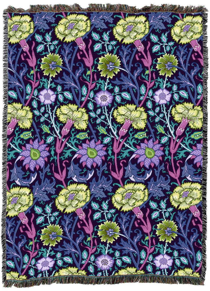 William Morris Pink And Rose Peacock Throw