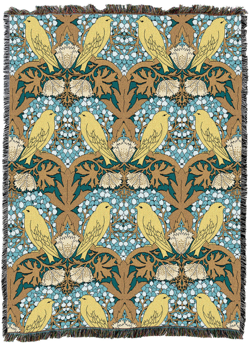 CFA Voysey Birds And Berries Teal Throw