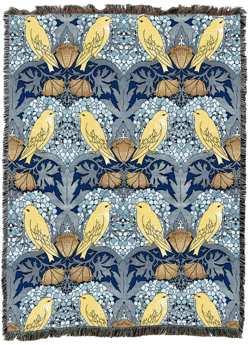 CFA Voysey Birds And Berries Blue Throw