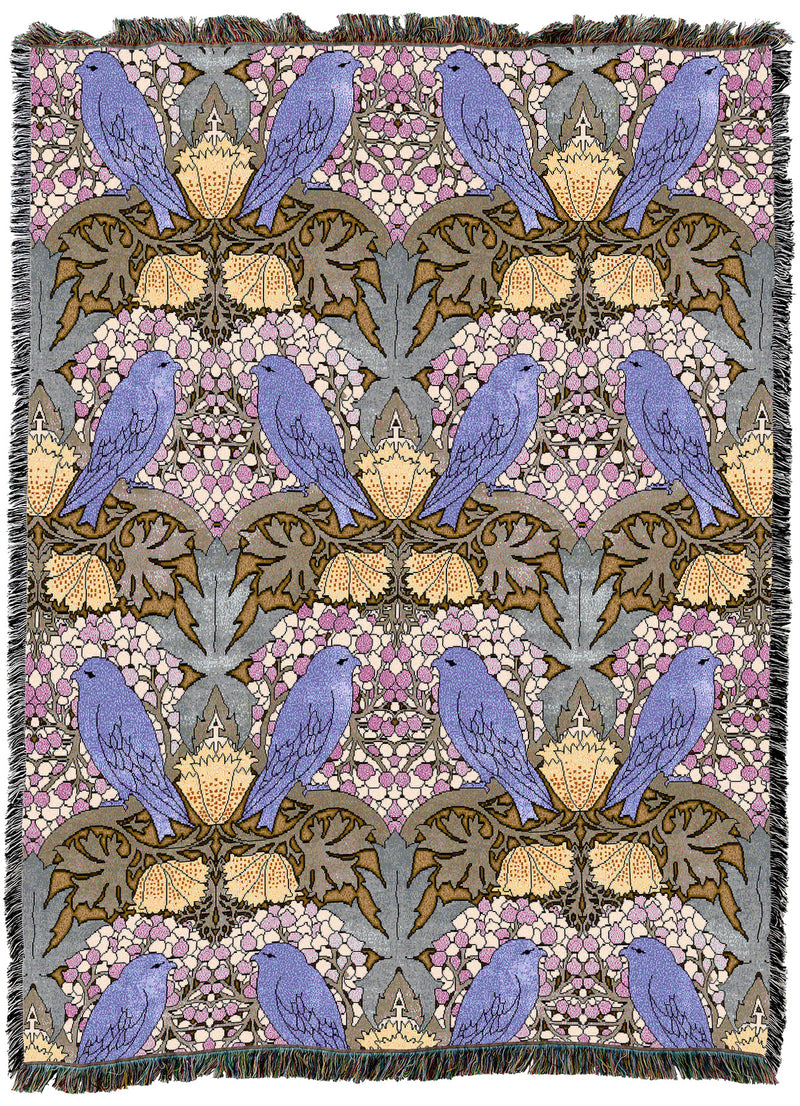 CFA Voysey Birds And Berries Indigo Throw