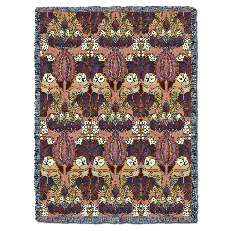 CFA Voysey The Owl Raspberry Throw