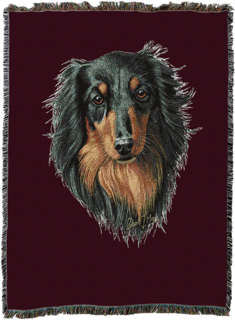 Long-haired Dachshund Black and Tan Throw