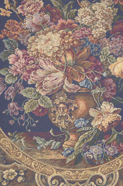 Floral Composition in Dark Blue Italian Wall Tapestry