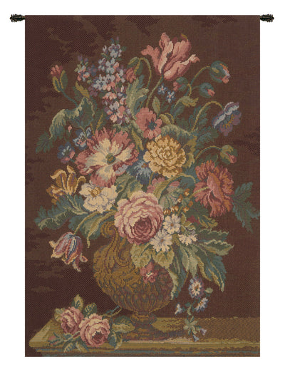 Vase with Flowers Brown Italian Wall Tapestry