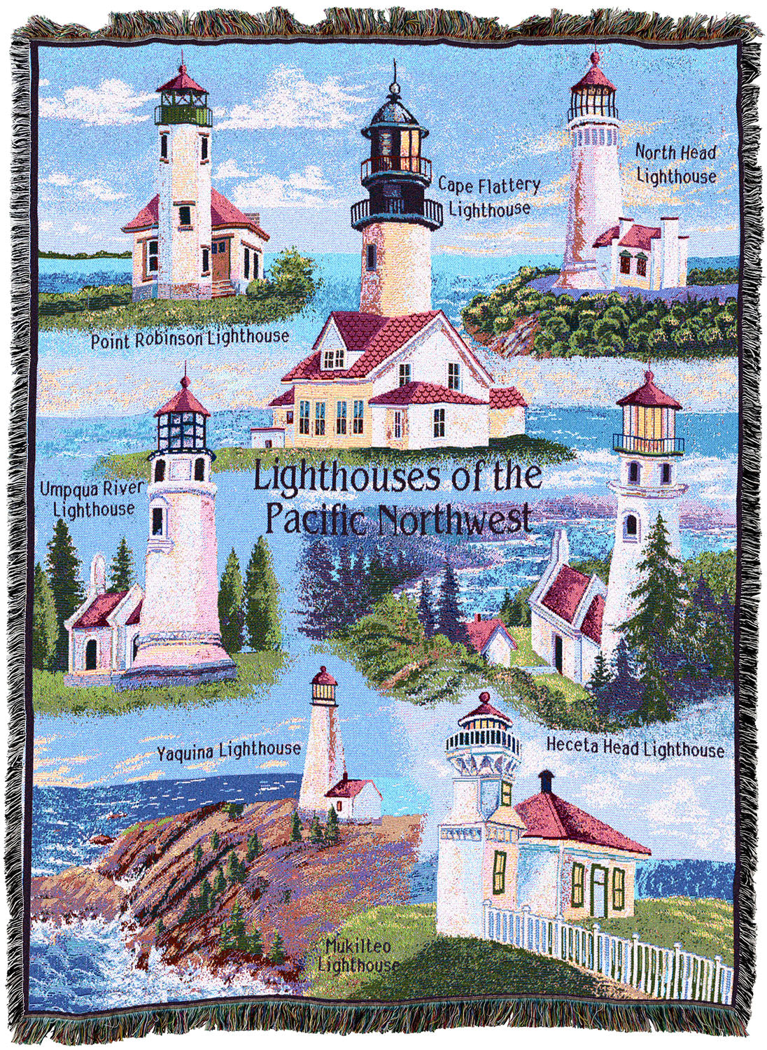 Lighthouses of the Pacific Northwest Throw – Quality Tapestries Inc.