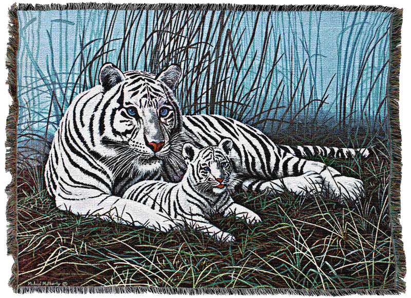 White Tiger In The Mist Throw