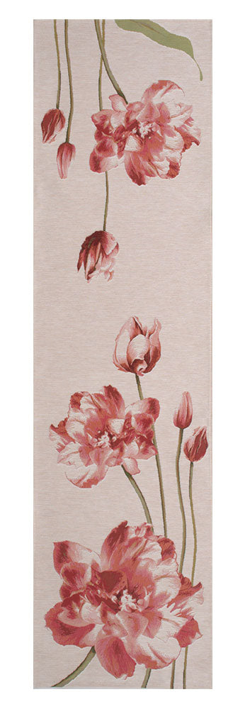 An Armful of Red Tulips White/Cream  French Table Runner