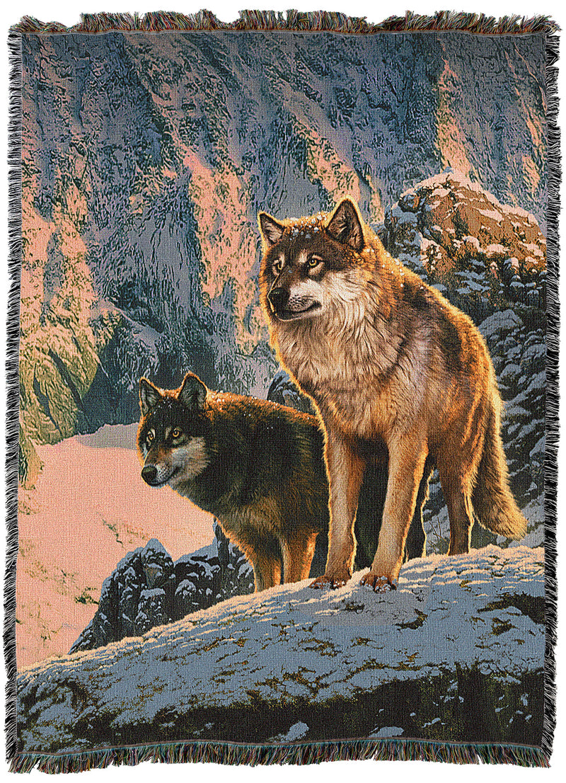 Wolf Couple In Sunset Throw