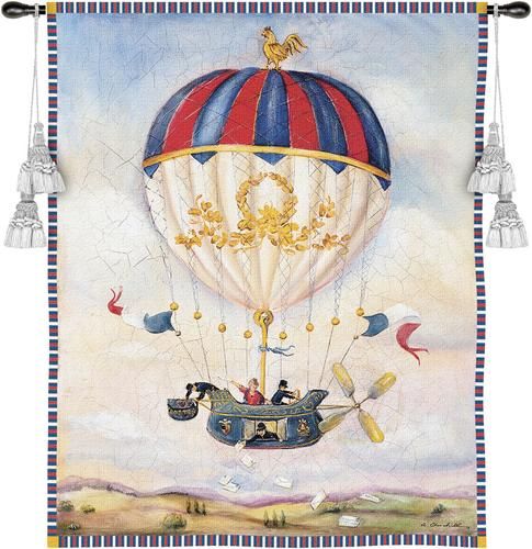 Hot Air Balloon Mail Drop Wall Tapestry