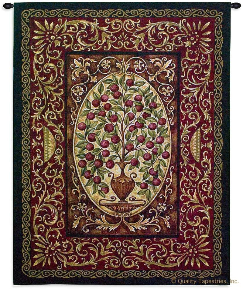 Abundance Urn Cranberry Red Wall Tapestry