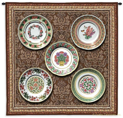 Spring Porcelain China Plates Wall Tapestry