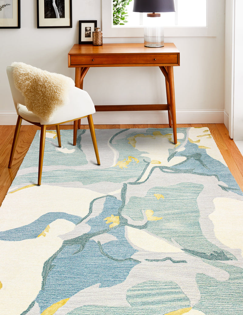 Greenwich Area Rug, Ivory Aqua