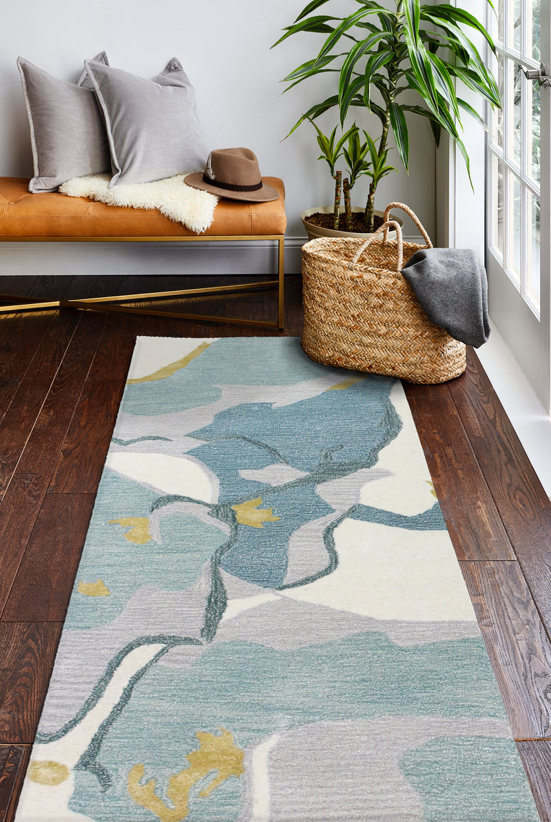 Greenwich Area Rug, Ivory Aqua