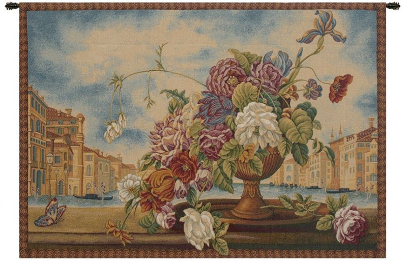 Venice Balcony with Flowers Italian Wall Tapestry